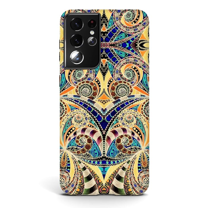 Galaxy S21 ultra StrongFit Drawing Floral Zentangle G240 by Medusa GraphicArt