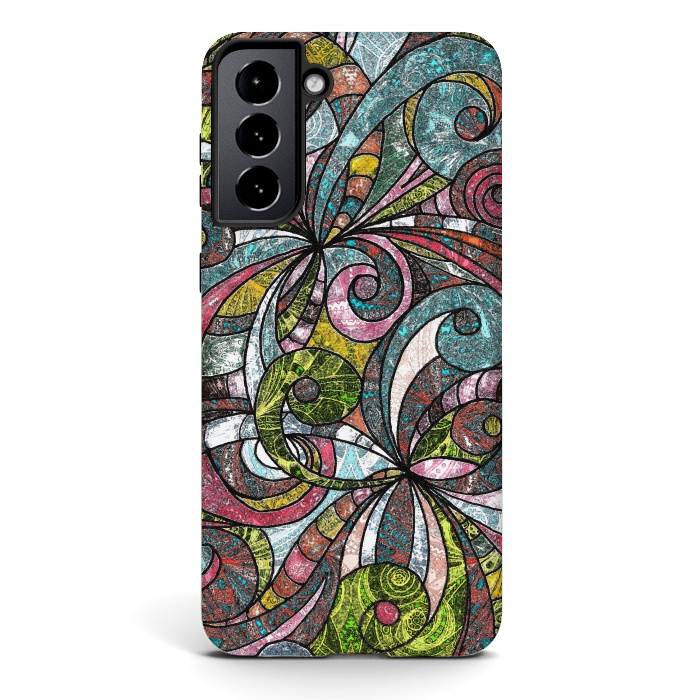 Galaxy S21 StrongFit Drawing Floral Zentangle G203 by Medusa GraphicArt