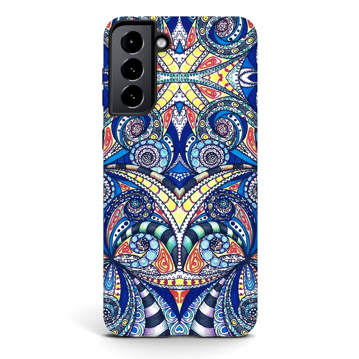 Galaxy S21 StrongFit Drawing Floral Zentangle G7B by Medusa GraphicArt