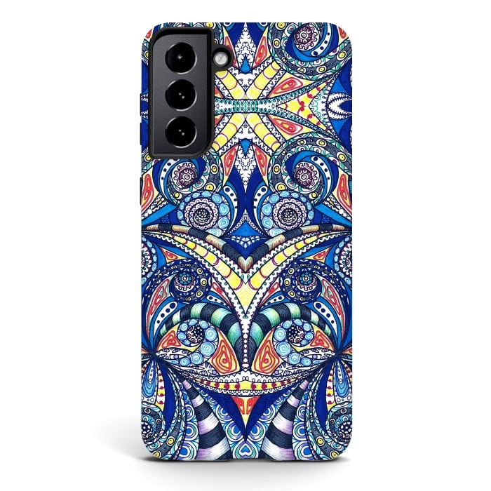 Galaxy S21 plus StrongFit Drawing Floral Zentangle G7B by Medusa GraphicArt