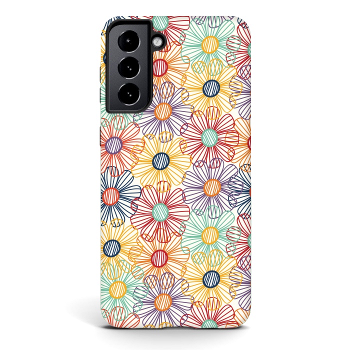 Galaxy S21 StrongFit RAINBOW FLORAL by TracyLucy Designs
