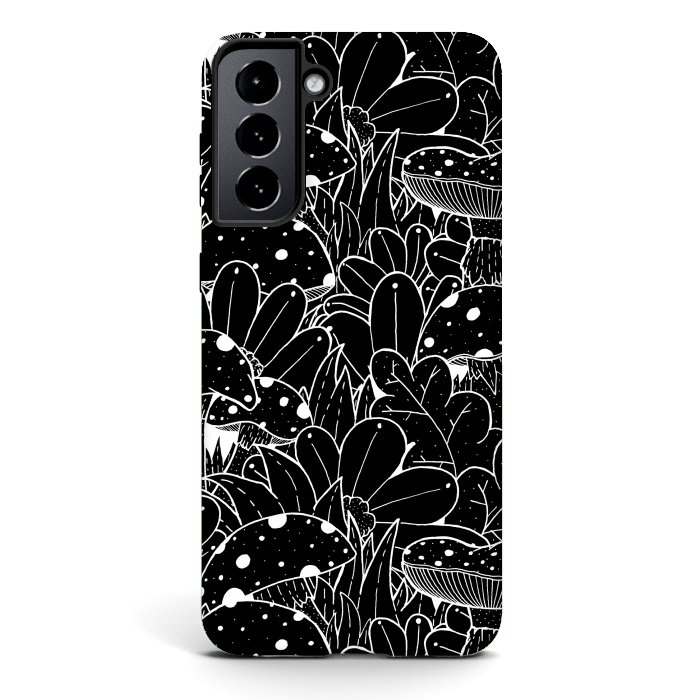 Galaxy S21 StrongFit Black and white autumn pattern by Steve Wade (Swade)