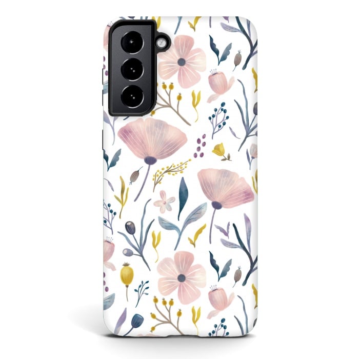 Galaxy S21 StrongFit Delicate Pastel Floral by Noonday Design