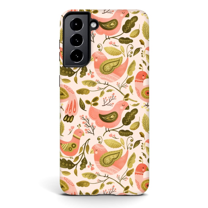 Galaxy S21 StrongFit Peachy Keen Birds by Noonday Design