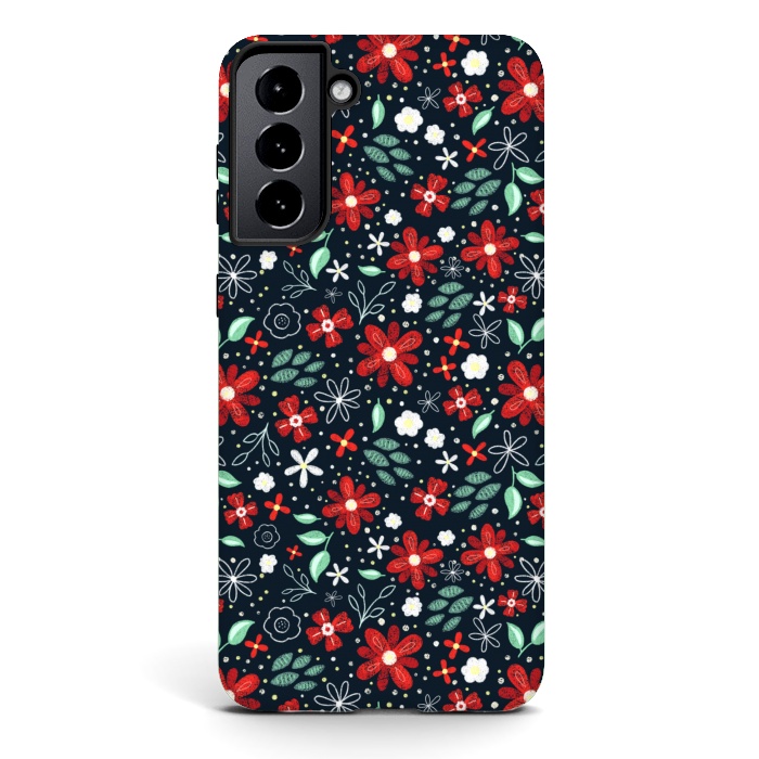 Galaxy S21 StrongFit Little Christmas Flowers by Noonday Design