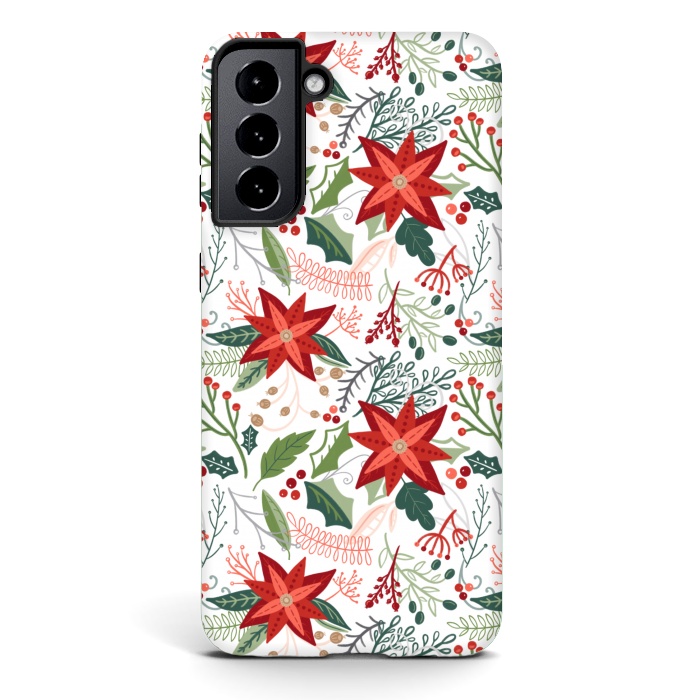 Galaxy S21 StrongFit Festive Poinsettias by Noonday Design