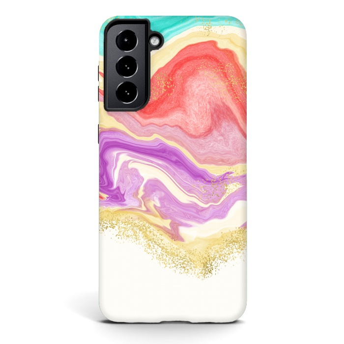 Galaxy S21 StrongFit Colorful Marble by Noonday Design