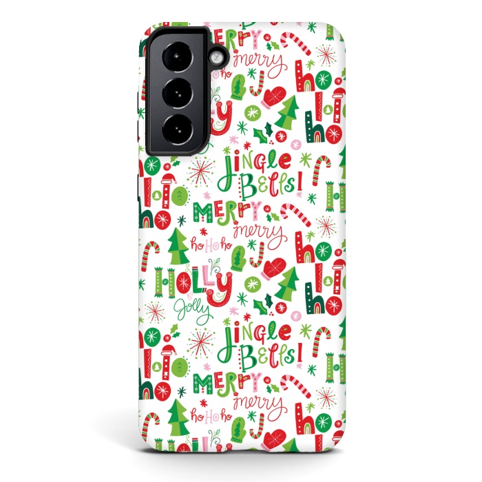 Galaxy S21 StrongFit Festive Christmas Lettering by Noonday Design