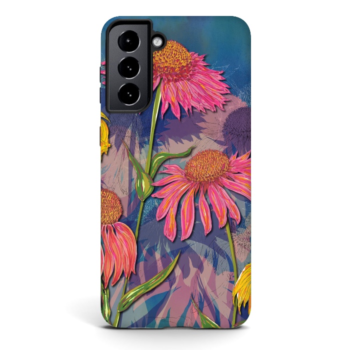 Galaxy S21 plus StrongFit Pink Coneflowers by Lotti Brown