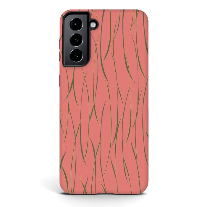 Galaxy S21 StrongFit Coral Stripe by Lotti Brown