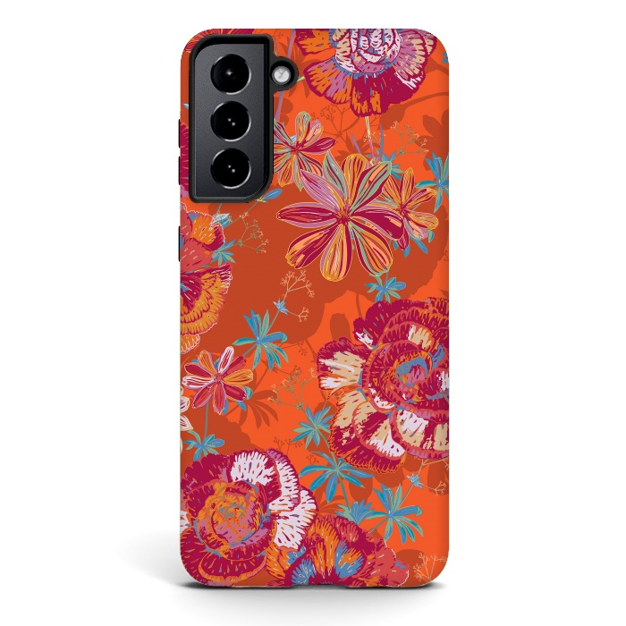 Galaxy S21 plus StrongFit Carnation Carnival by Lotti Brown