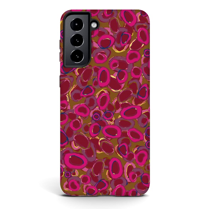Galaxy S21 StrongFit Bold Circles - Red & Pink by Lotti Brown
