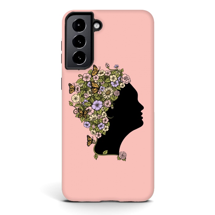 Galaxy S21 StrongFit Floral Lady Pink by Coffee Man