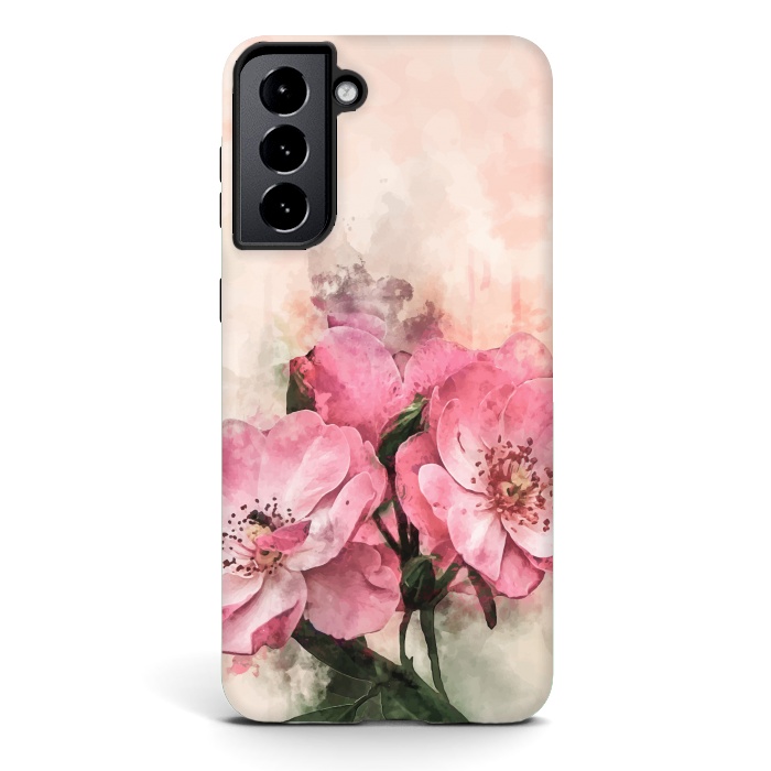 Galaxy S21 StrongFit Vintage Pink Flower by Creativeaxle