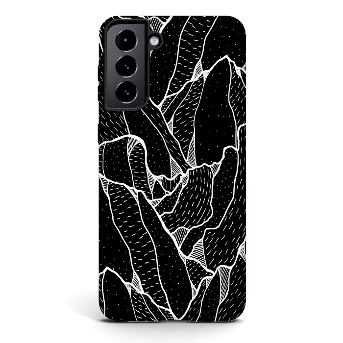 Galaxy S21 StrongFit Black and white pattern hills by Steve Wade (Swade)