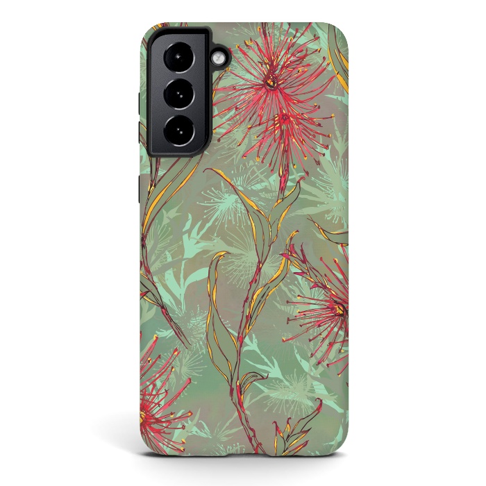 Galaxy S21 StrongFit Red Gum Flower by Lotti Brown