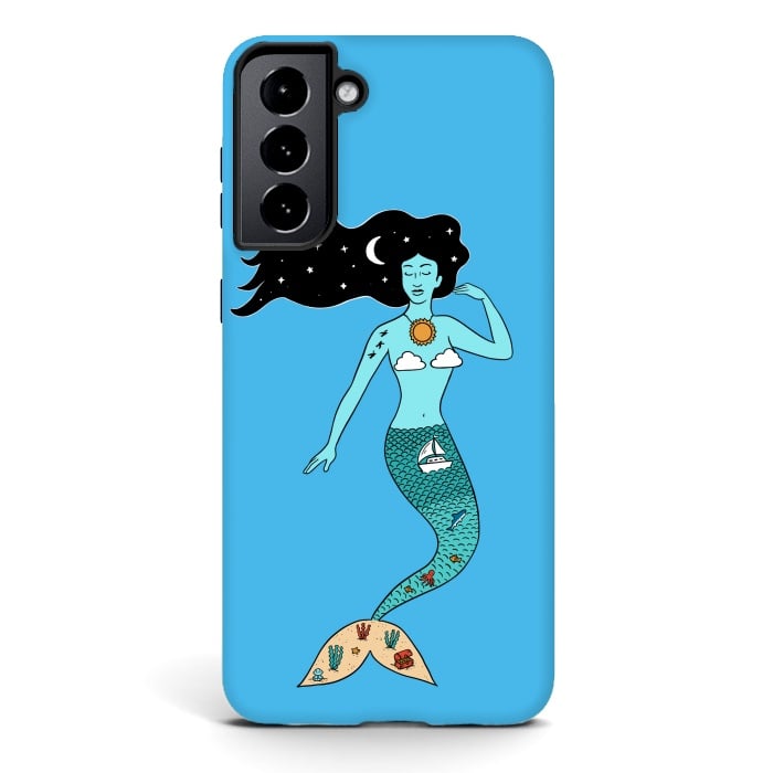 Galaxy S21 StrongFit Mermaid Nature Blue by Coffee Man