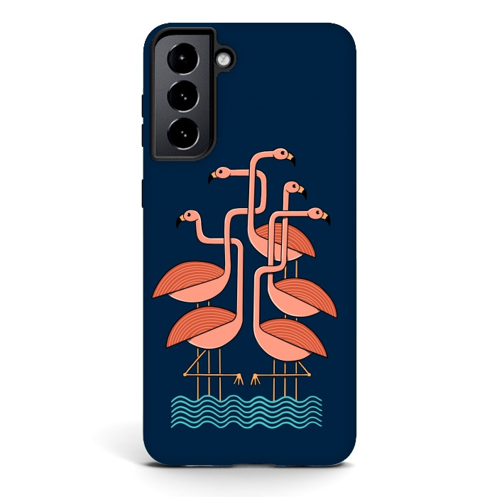 Galaxy S21 StrongFit Flamingos blue by Coffee Man