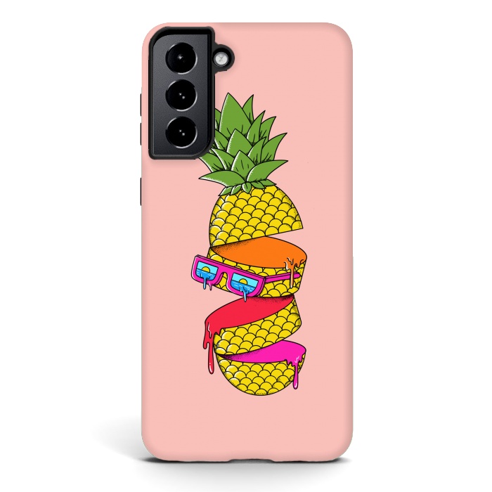 Galaxy S21 StrongFit Pineapple Colors Pink by Coffee Man