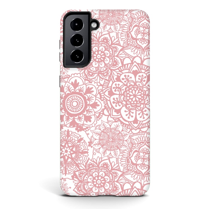 Galaxy S21 StrongFit Light Pink Mandala Pattern by Julie Erin Designs
