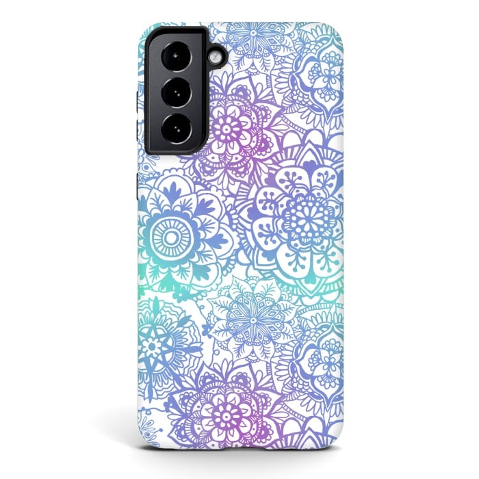 Galaxy S21 StrongFit Pastel Purple and Blue Mandala Pattern by Julie Erin Designs