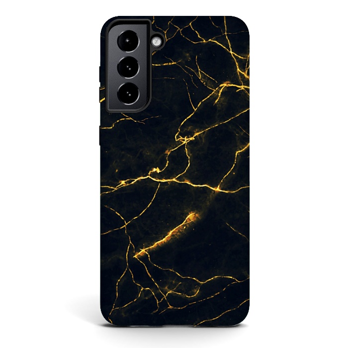 Galaxy S21 StrongFit Gold & black marble by Jms