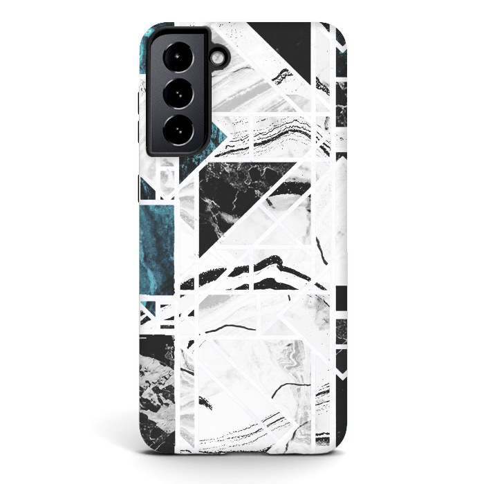 Galaxy S21 StrongFit Ink brushed marble tiles by Oana 