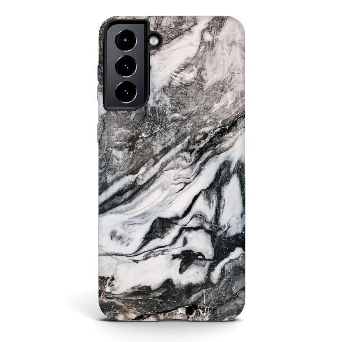 Galaxy S21 StrongFit White and black Marble by Winston