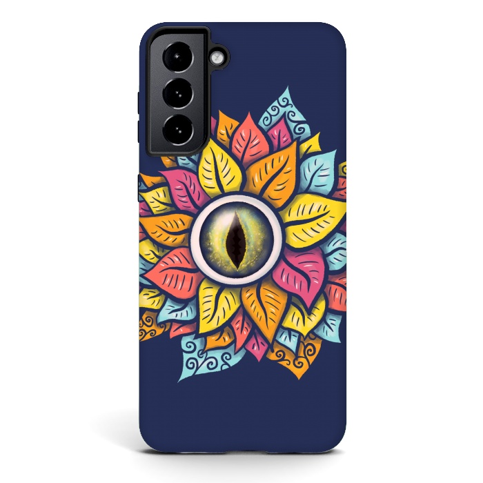 Galaxy S21 plus StrongFit Colorful Reptile Eye Flower Fun Weird Digital Art by Boriana Giormova