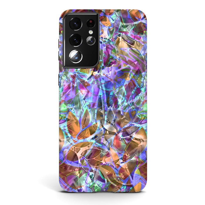 Galaxy S21 ultra StrongFit Floral Abstract Stained Glass G268 by Medusa GraphicArt
