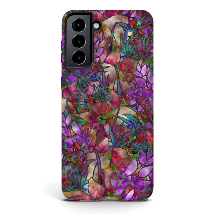 Galaxy S21 StrongFit Floral Abstract Stained Glass G175 by Medusa GraphicArt