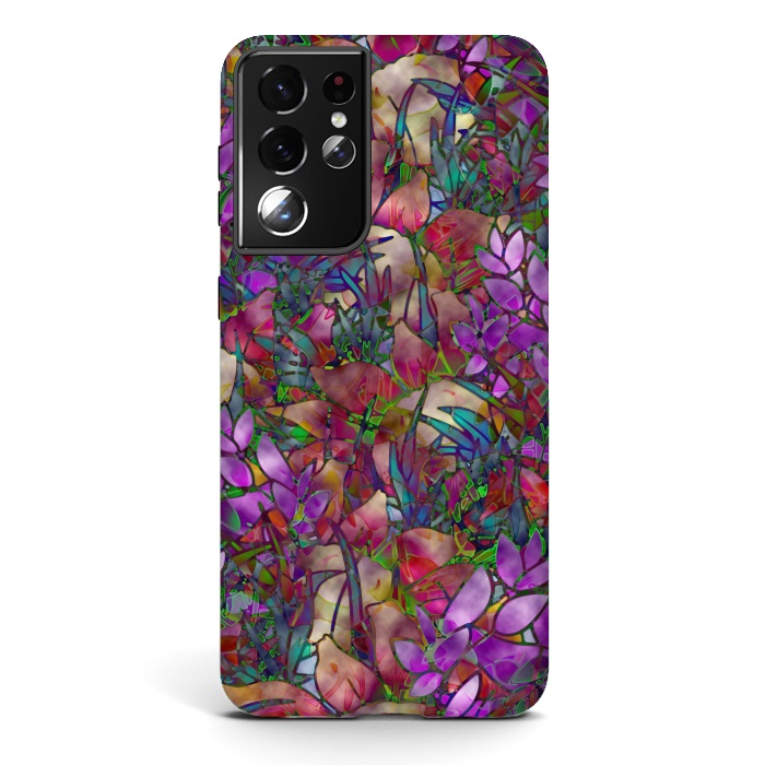 Galaxy S21 ultra StrongFit Floral Abstract Stained Glass G175 by Medusa GraphicArt