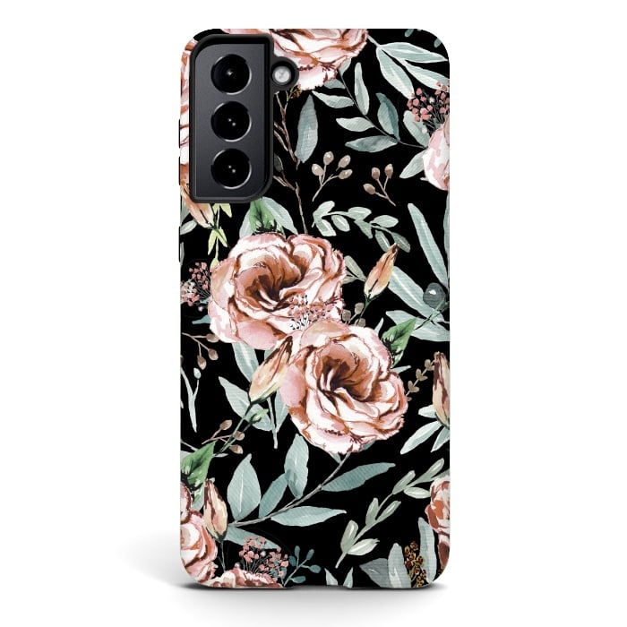 Galaxy S21 StrongFit Floral Explosion Black by Anis Illustration