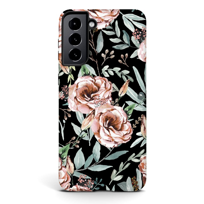 Galaxy S21 plus StrongFit Floral Explosion Black by Anis Illustration