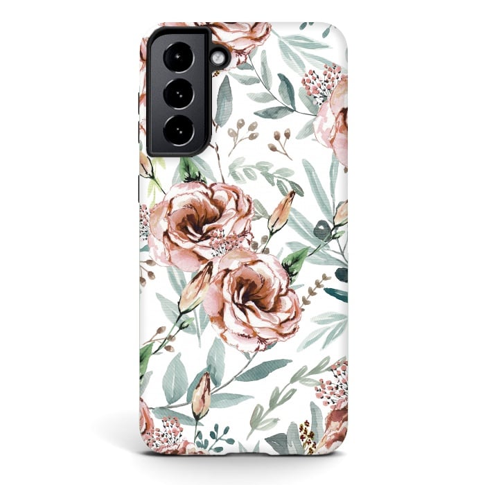 Galaxy S21 StrongFit Floral Explosion White by Anis Illustration
