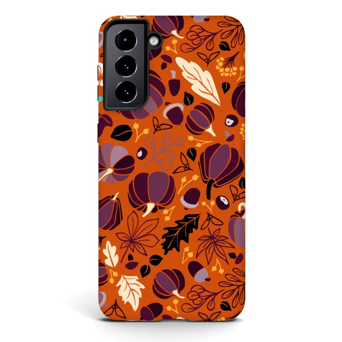 Galaxy S21 StrongFit Fall Fruits in Orange and Purple by Paula Ohreen