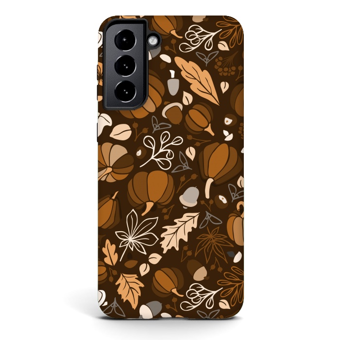 Galaxy S21 StrongFit Fall Fruits in Brown and Beige by Paula Ohreen