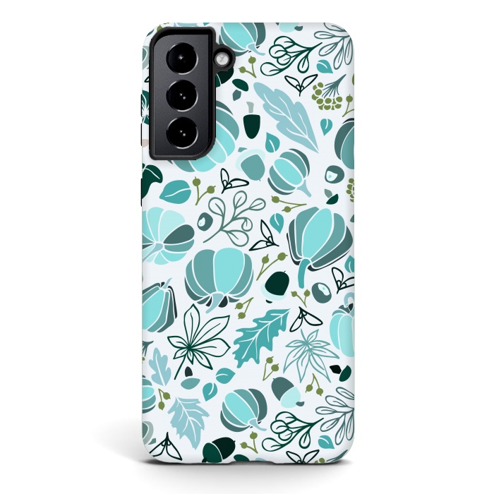Galaxy S21 StrongFit Fall Fruits in Blue and Green by Paula Ohreen