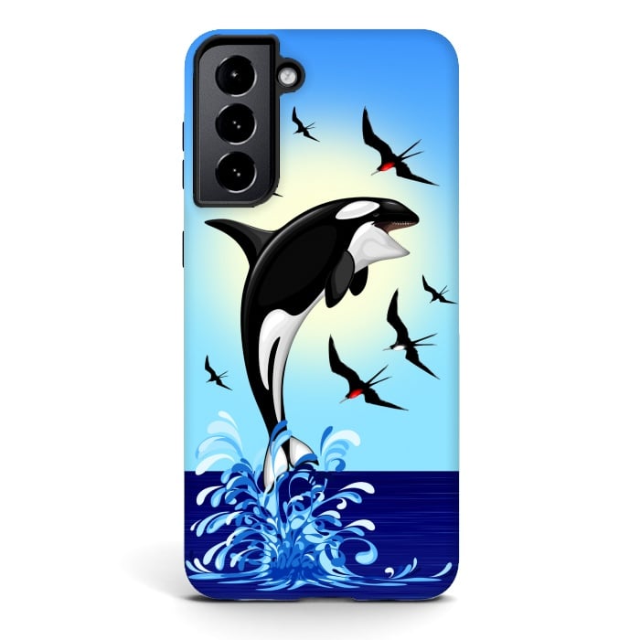 Galaxy S21 StrongFit Orca Killer Whale jumping out of Ocean by BluedarkArt