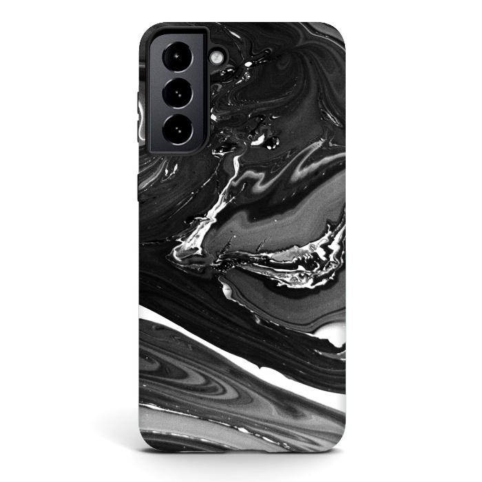 Galaxy S21 StrongFit black white minimal marble by haroulita