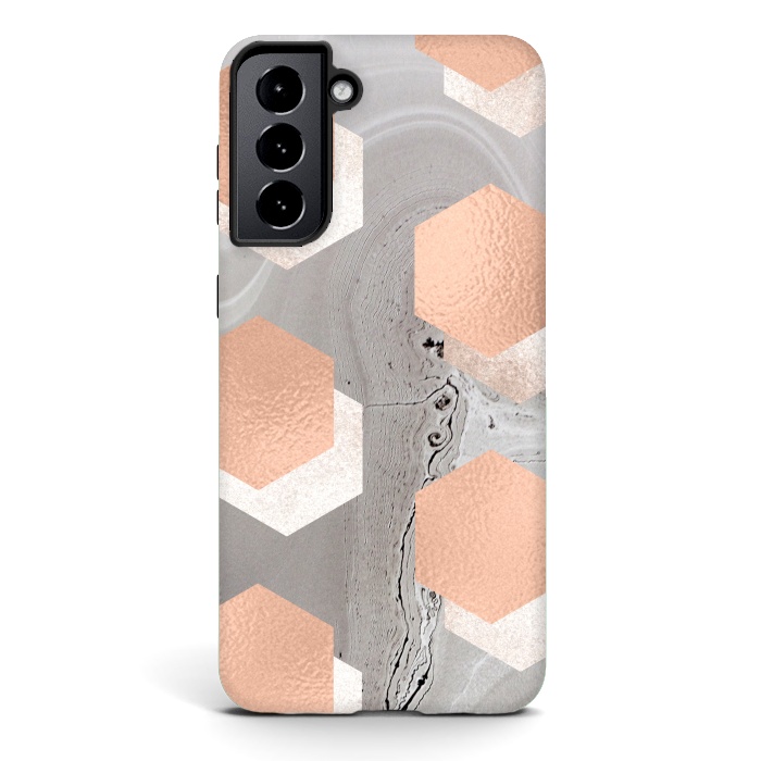 Galaxy S21 StrongFit rose gold marble by haroulita