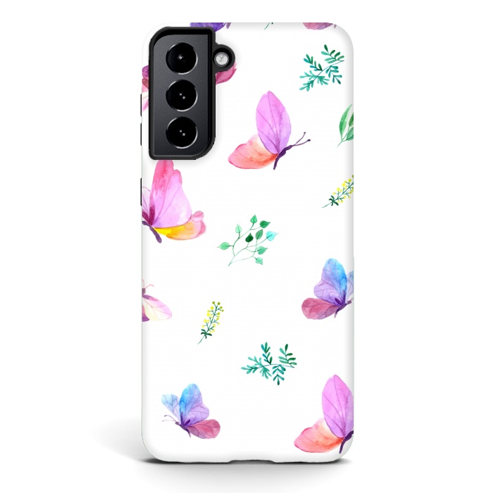 Galaxy S21 plus StrongFit watercolor butterflies c by haroulita