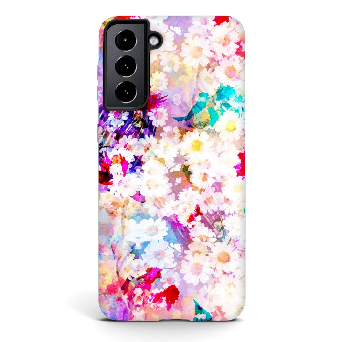 Galaxy S21 StrongFit Colorful watercolor daisy petals by Oana 