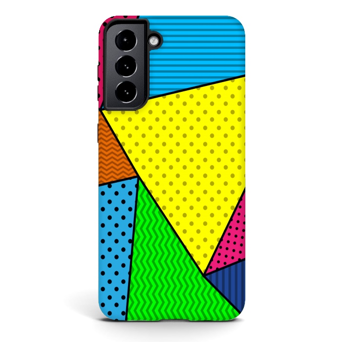 Galaxy S21 StrongFit colourful abstract dotted pattern by MALLIKA