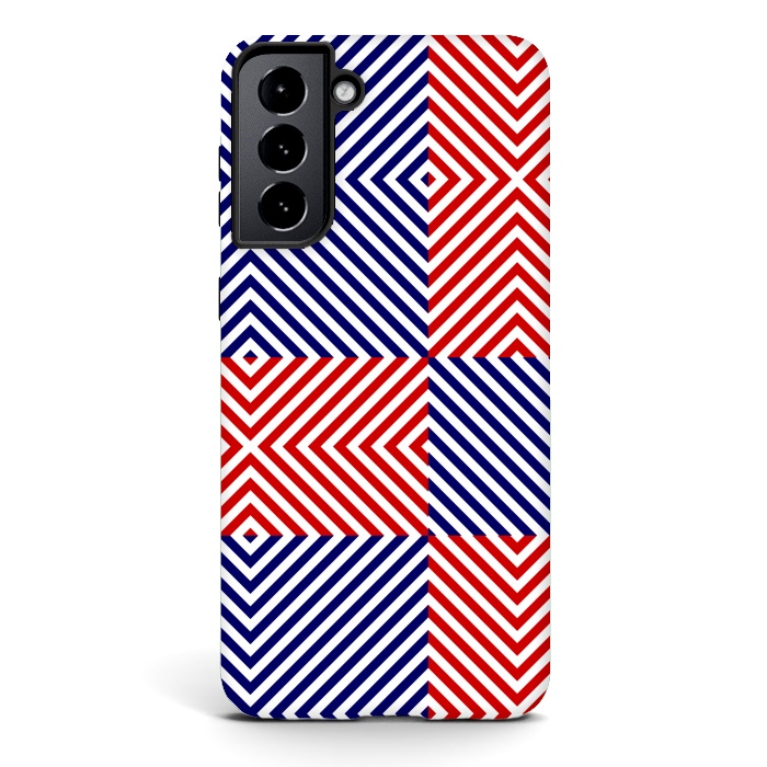 Galaxy S21 StrongFit Red Blue Crossing Diagonal Striped by TMSarts