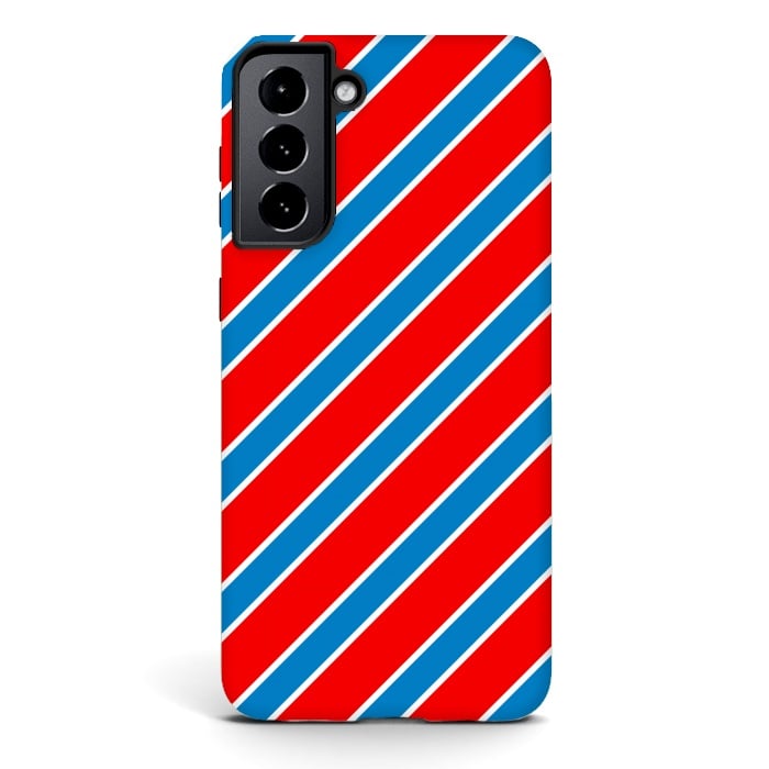Galaxy S21 StrongFit Red Blue Diagonal Stripes by TMSarts