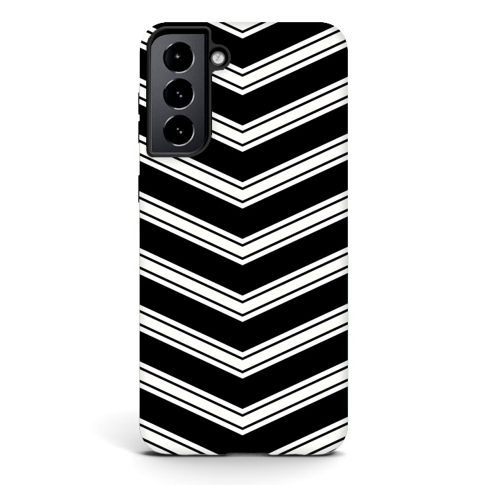 Galaxy S21 StrongFit Black And White Chevrons by TMSarts
