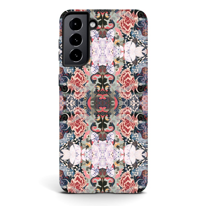 Galaxy S21 plus StrongFit Japanese inspired floral mandala pattern by Oana 