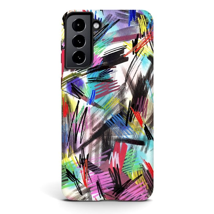 Galaxy S21 plus StrongFit Wild Colorful Scratches and Strokes  by Ninola Design