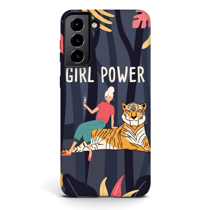 Galaxy S21 plus StrongFit Girl Power - Woman and Tiger by Jelena Obradovic